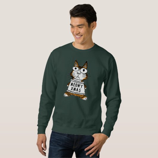 Ugly KerstSweater - Meowy Xmas Trui (Voorkant volledig)