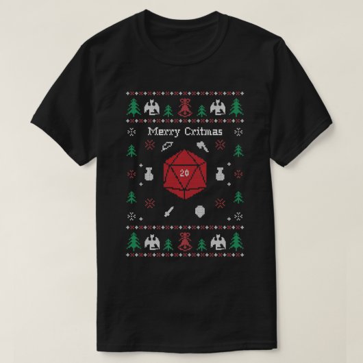 Ugly KerstSweater Merry Critmas Dungeons & RP T-shirt (Design voorkant)