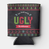 Ugly KerstSweater Nordic Knit Name Chalkboard Blikjeskoeler (Voorkant)