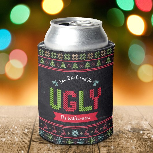 Ugly KerstSweater Nordic Knit Name Chalkboard Blikjeskoeler