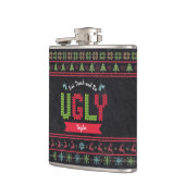 Ugly KerstSweater Nordic Knit Name Chalkboard Heupfles (Links)