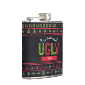 Ugly KerstSweater Nordic Knit Name Chalkboard Heupfles (Rechts)