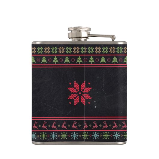 Ugly KerstSweater Nordic Knit Name Chalkboard Heupfles (Achterkant)