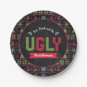 Ugly KerstSweater Nordic Knit Name Chalkboard Papieren Bordje (Voorkant)