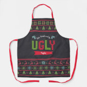 Ugly KerstSweater Nordic Knit Name Chalkboard Schort (Voorkant)