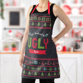 Ugly KerstSweater Nordic Knit Name Chalkboard Schort