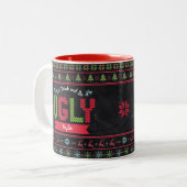 Ugly KerstSweater Nordic Knit Name Chalkboard Tweekleurige Koffiemok (Voorkant links)