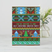 Ugly KerstSweater Party Fun Knet Reindeer Kaart (Staand voorkant)