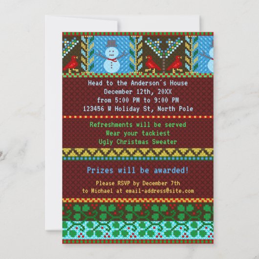 Ugly KerstSweater Party Fun Knet Reindeer Kaart (Achterkant)