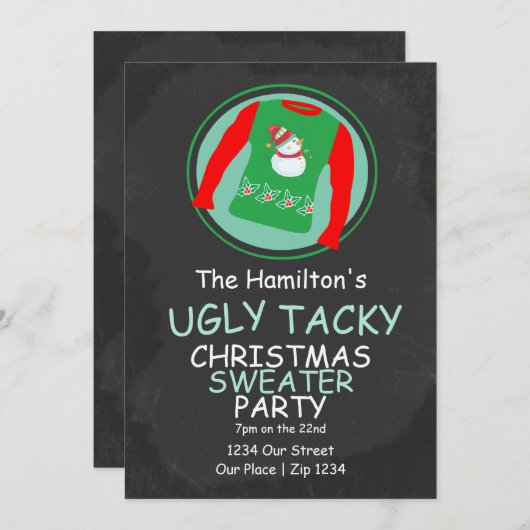 Ugly KerstSweater Party Kaart (Voorkant / Achterkant)