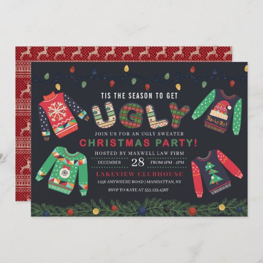 Ugly KerstSweater Party Kaart (Voorkant / Achterkant)