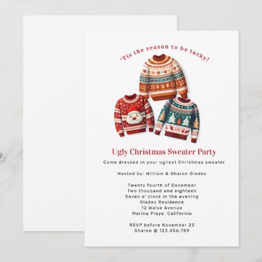 Ugly KerstSweater Party Kaart (Voorkant / Achterkant)