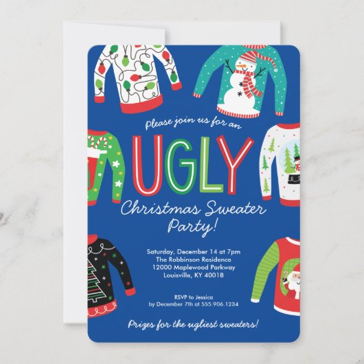 Ugly KerstSweater Party Kaart (Voorkant)