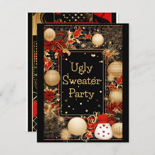 Ugly KerstSweater Party Kaart (Voorkant / Achterkant)