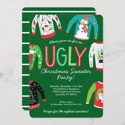 Ugly KerstSweater Party Kaart (Voorkant / Achterkant)