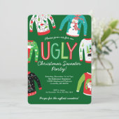 Ugly KerstSweater Party Kaart (Staand voorkant)