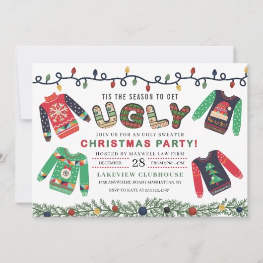 Ugly KerstSweater Party Kaart (Voorkant)