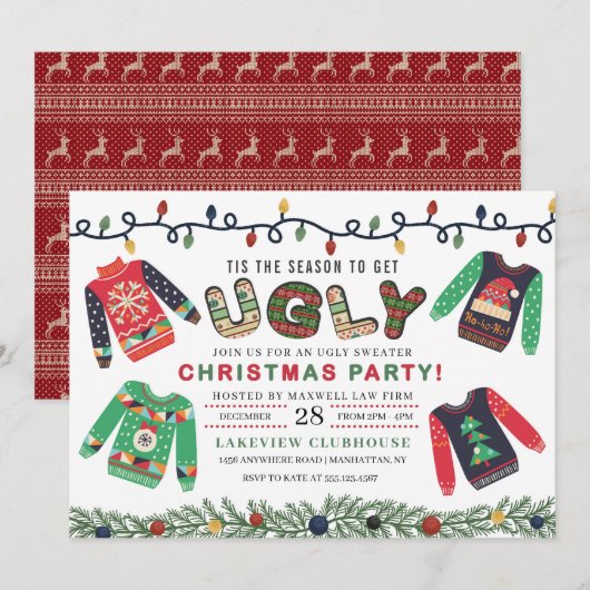 Ugly KerstSweater Party Kaart (Voorkant / Achterkant)