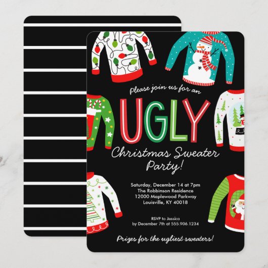 Ugly KerstSweater Party Kaart (Voorkant / Achterkant)