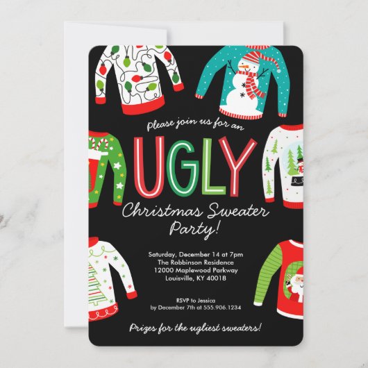 Ugly KerstSweater Party Kaart (Voorkant)