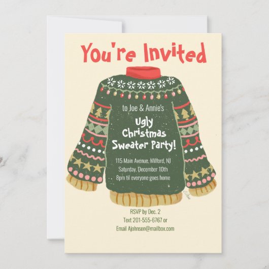 Ugly KerstSweater Party Kaart (Voorkant)