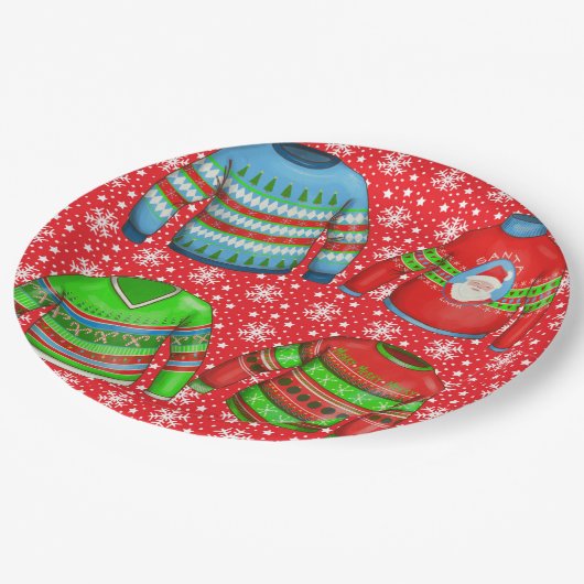 Ugly KerstSweater Party Papieren Bordje (Gekanteld)