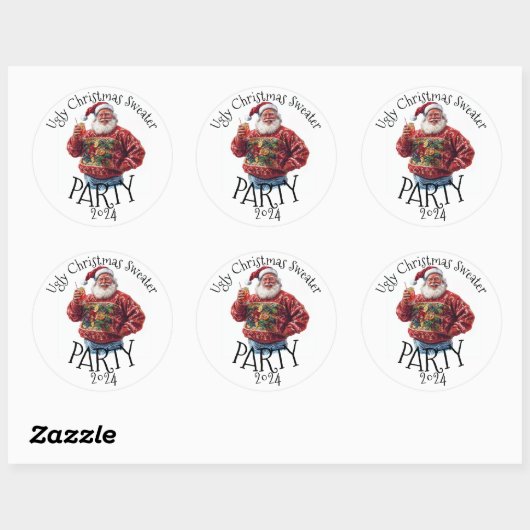 Ugly KerstSweater Party Ronde Sticker (Vel)