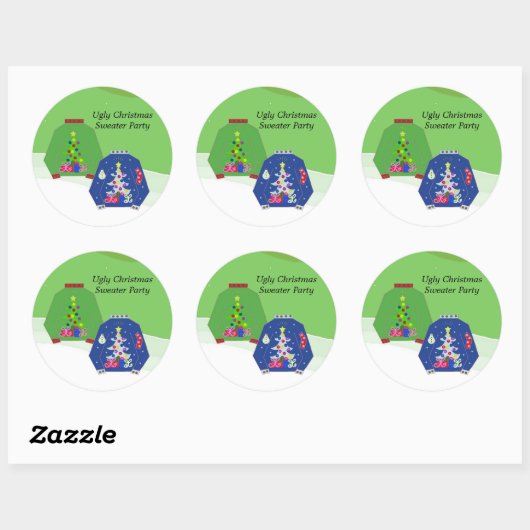 Ugly KerstSweater Party Ronde Sticker (Vel)