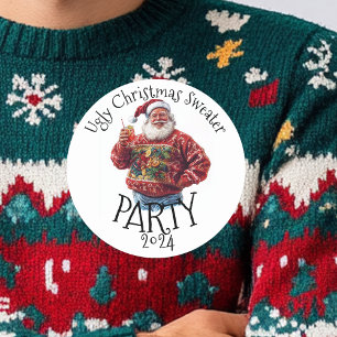 Ugly KerstSweater Party Ronde Sticker