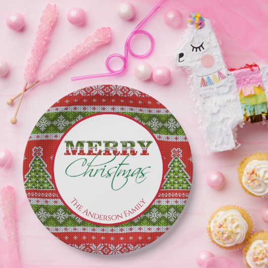 Ugly KerstSweater Party | Rood en groen Papieren Bordje (Feest)