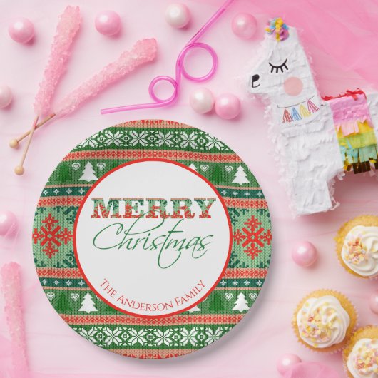 Ugly KerstSweater Party | Rood en groen Papieren Bordje (Feest)