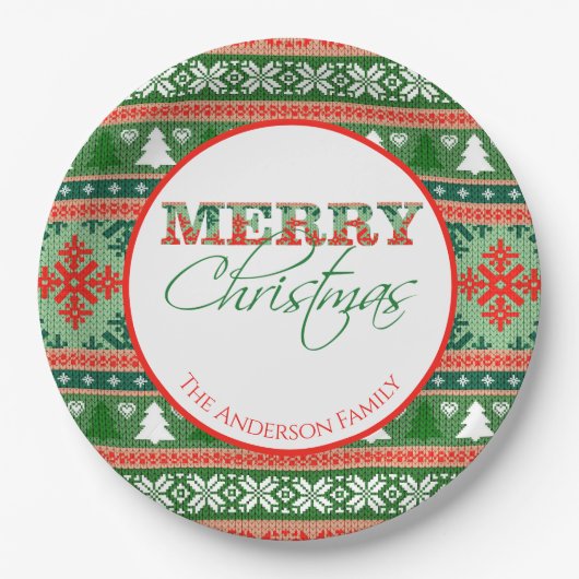 Ugly KerstSweater Party | Rood en groen Papieren Bordje (Voorkant)