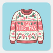 Ugly KerstSweater Party Vierkante Sticker (Voorkant)