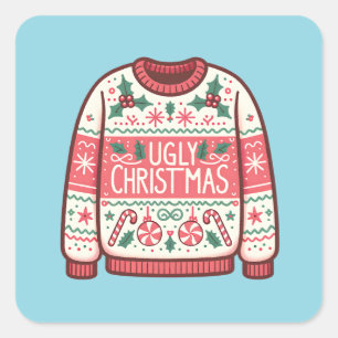 Ugly KerstSweater Party Vierkante Sticker