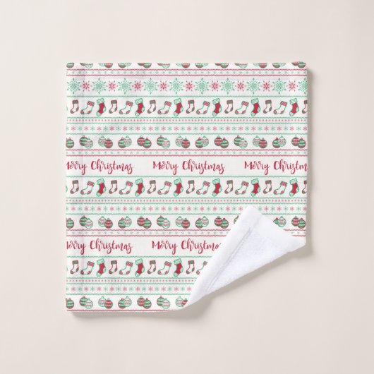 Ugly KerstSweater Pattern Holiday Bad Handdoek (Wasdoekje)