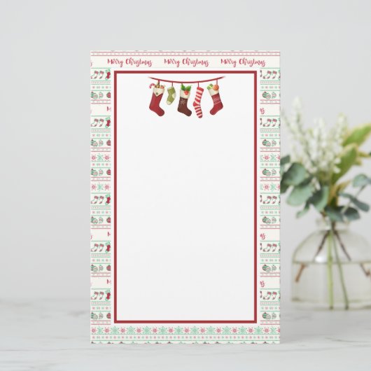 Ugly KerstSweater Pattern Holiday Briefpapier (Staand voorkant)