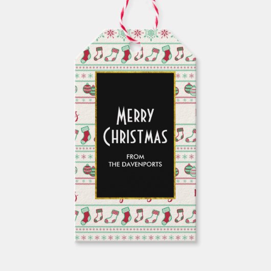 Ugly KerstSweater Pattern Holiday Cadeaulabel (Voorkant)