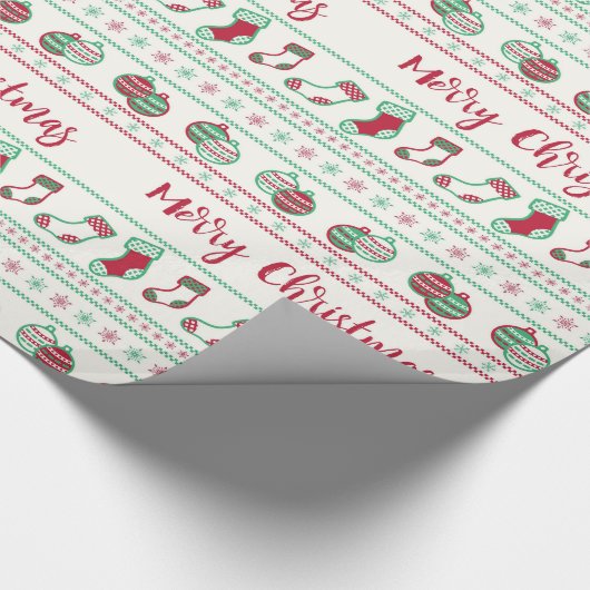 Ugly KerstSweater Pattern Holiday Cadeaupapier (Hoek)