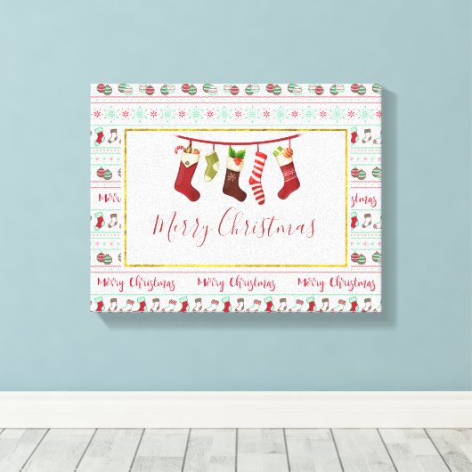 Ugly KerstSweater Pattern Holiday Canvas Afdruk (Insitu (Houten vloer))