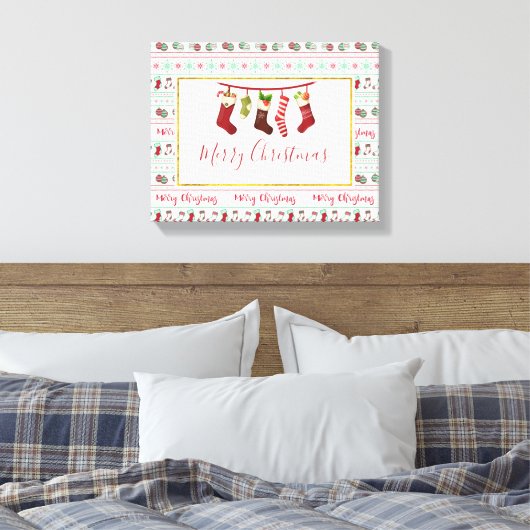 Ugly KerstSweater Pattern Holiday Canvas Afdruk (Insitu (Slaapkamer))