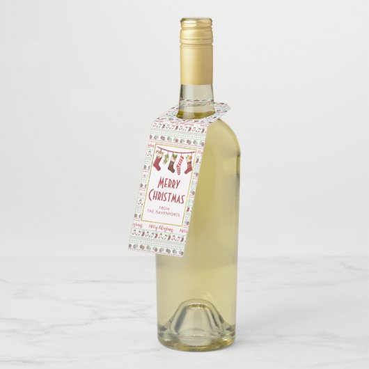 Ugly KerstSweater Pattern Holiday Flessenhanger (Schuin)