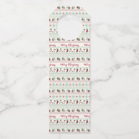 Ugly KerstSweater Pattern Holiday Flessenhanger (Achterkant)