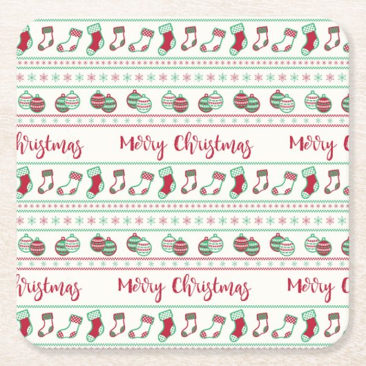 Ugly KerstSweater Pattern Holiday Kartonnen Onderzetters (Voorkant)