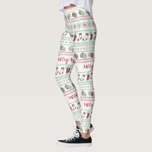 Ugly KerstSweater Pattern Holiday Leggings (Links)
