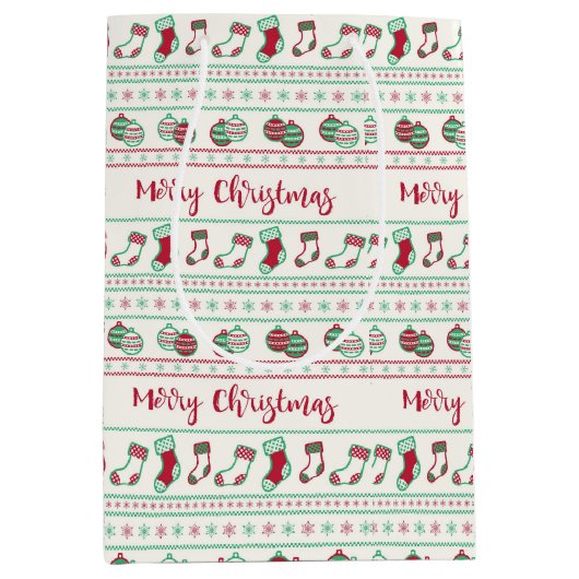 Ugly KerstSweater Pattern Holiday Medium Cadeauzakje (Voorkant)