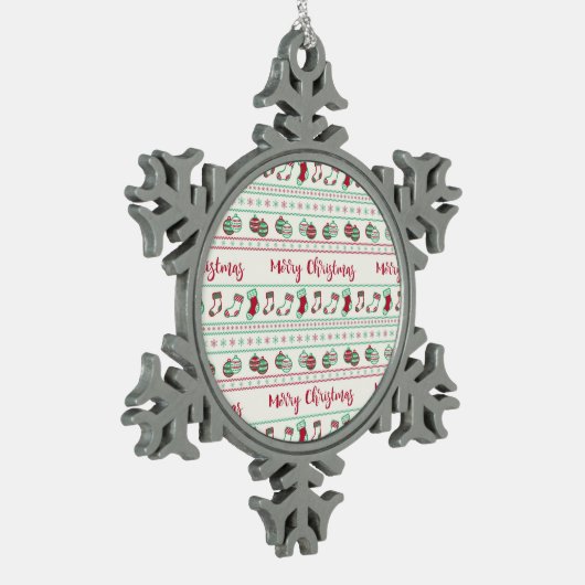 Ugly KerstSweater Pattern Holiday Tin Sneeuwvlok Ornament (Links)