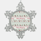 Ugly KerstSweater Pattern Holiday Tin Sneeuwvlok Ornament (Voorkant)