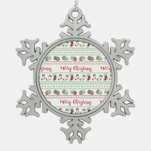 Ugly KerstSweater Pattern Holiday Tin Sneeuwvlok Ornament