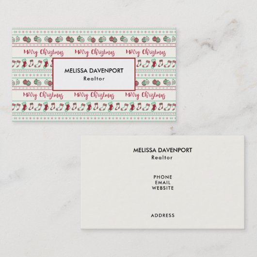 Ugly KerstSweater Pattern Holiday Visitekaartje (Voorkant / Achterkant)