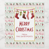 Ugly KerstSweater Pattern Holiday Wijn Etiket (Enkel label)